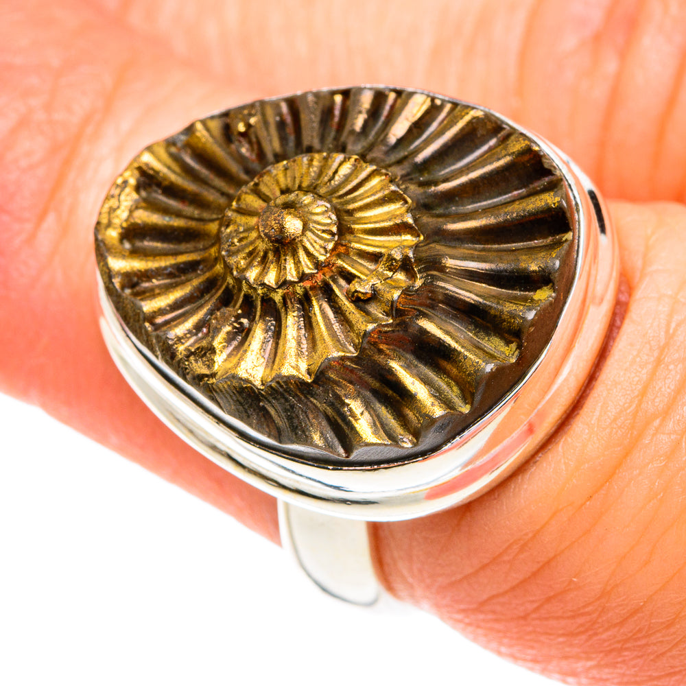 Pyrite Fossil Rings handcrafted by Ana Silver Co - RING77265
