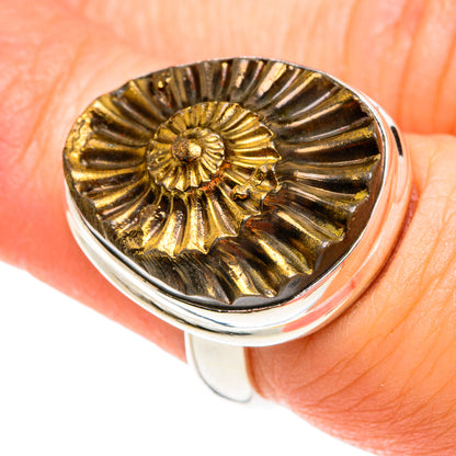 Pyrite Fossil Rings handcrafted by Ana Silver Co - RING77265
