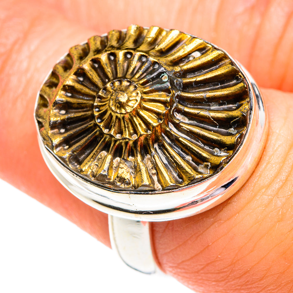Pyrite Fossil Rings handcrafted by Ana Silver Co - RING77266