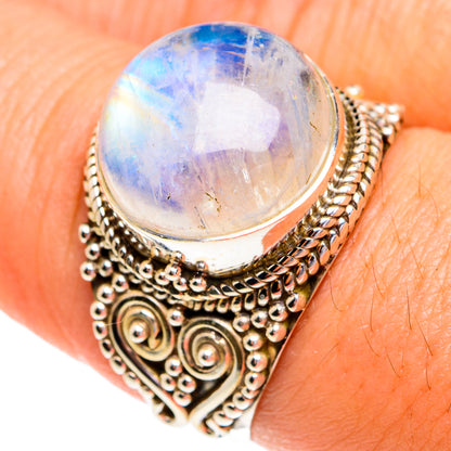 Rainbow Moonstone Rings handcrafted by Ana Silver Co - RING77273