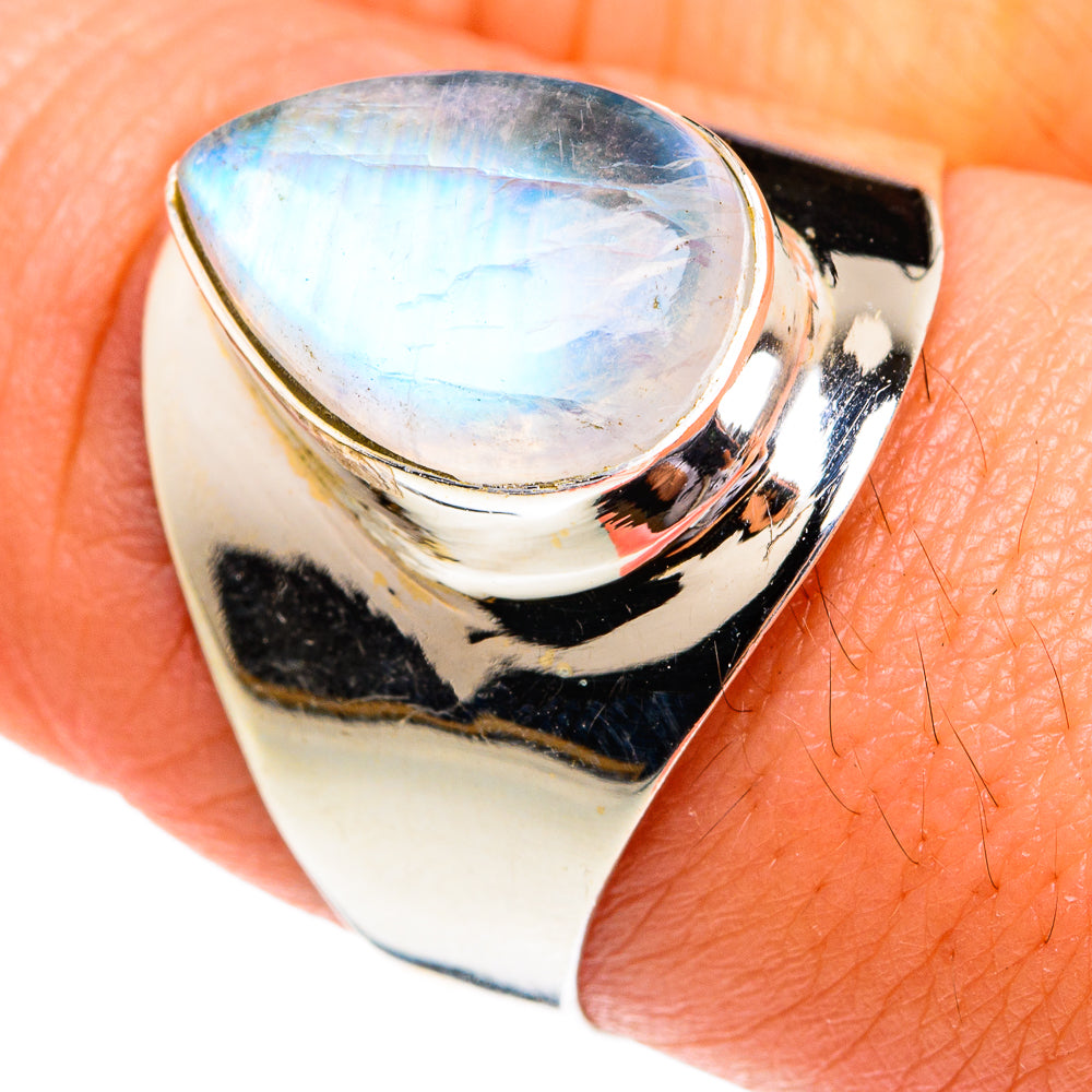 Rainbow Moonstone Rings handcrafted by Ana Silver Co - RING77274