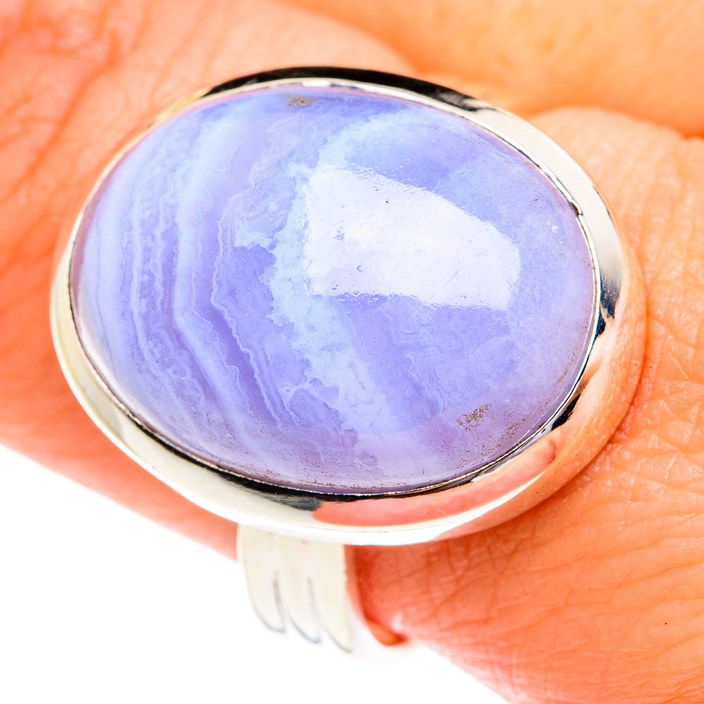 Blue Lace Agate Rings handcrafted by Ana Silver Co - RING77275