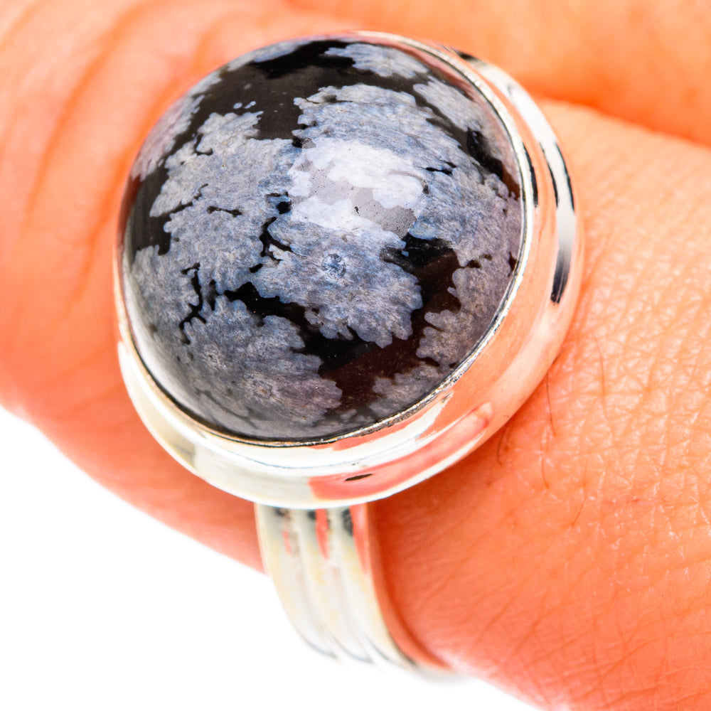Snowflake Obsidian Rings handcrafted by Ana Silver Co - RING77279