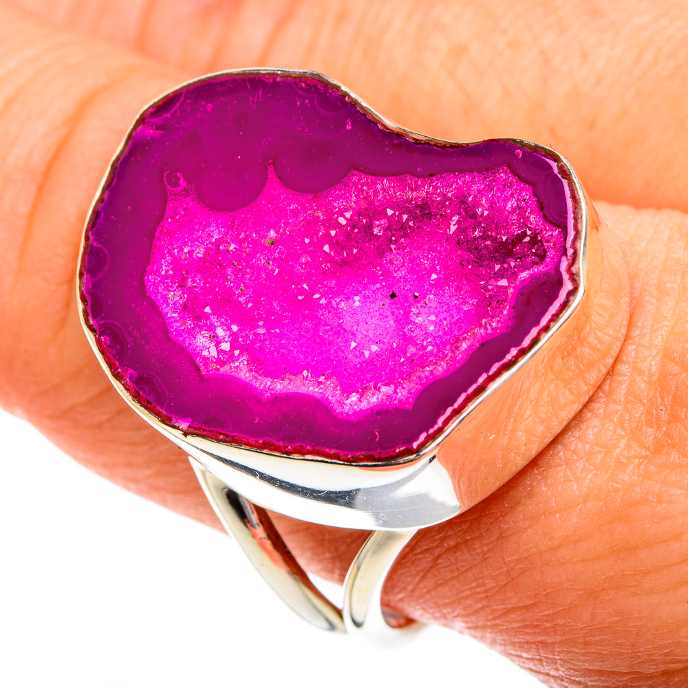 Pink Geode Slice Rings handcrafted by Ana Silver Co - RING77301