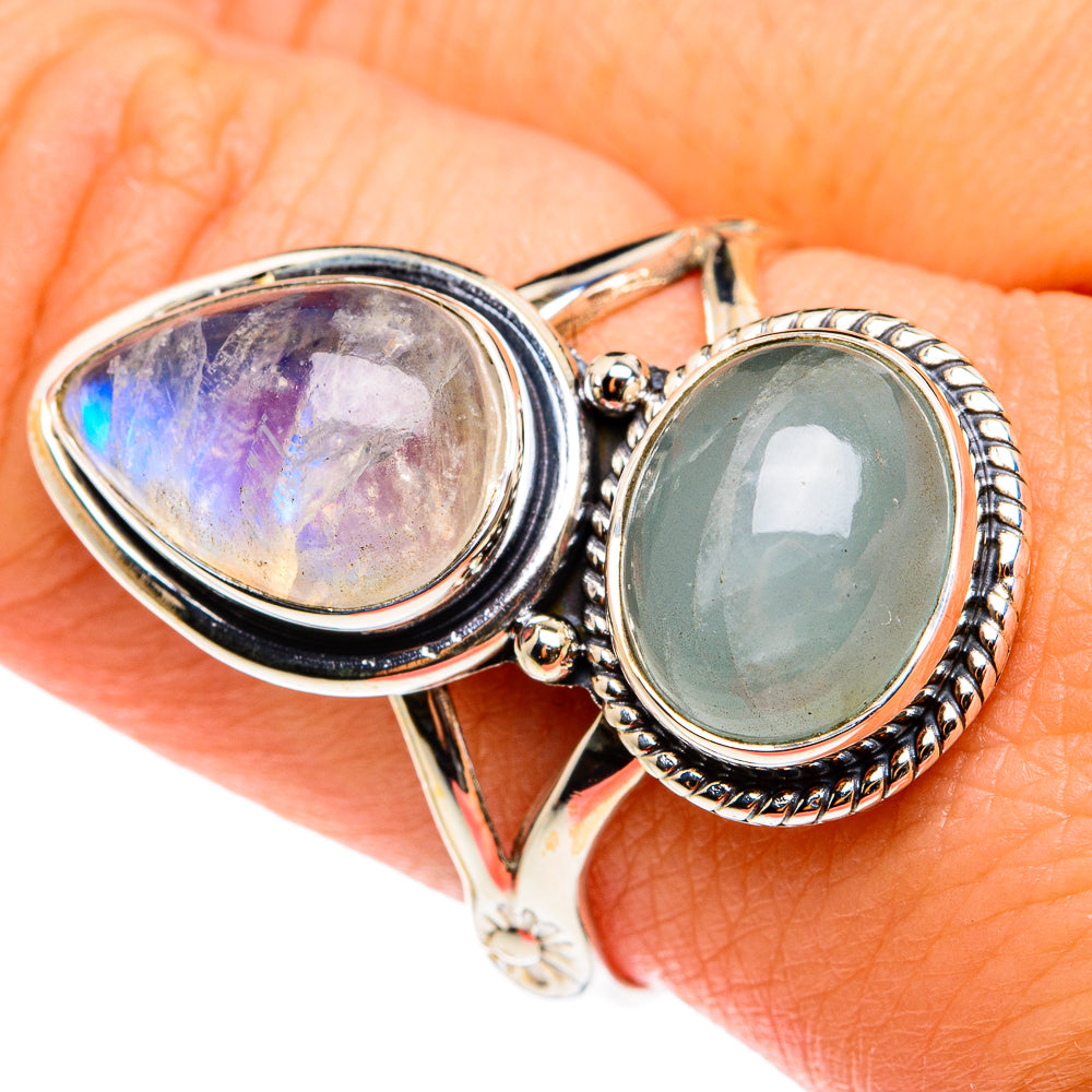 Rainbow Moonstone Rings handcrafted by Ana Silver Co - RING77381