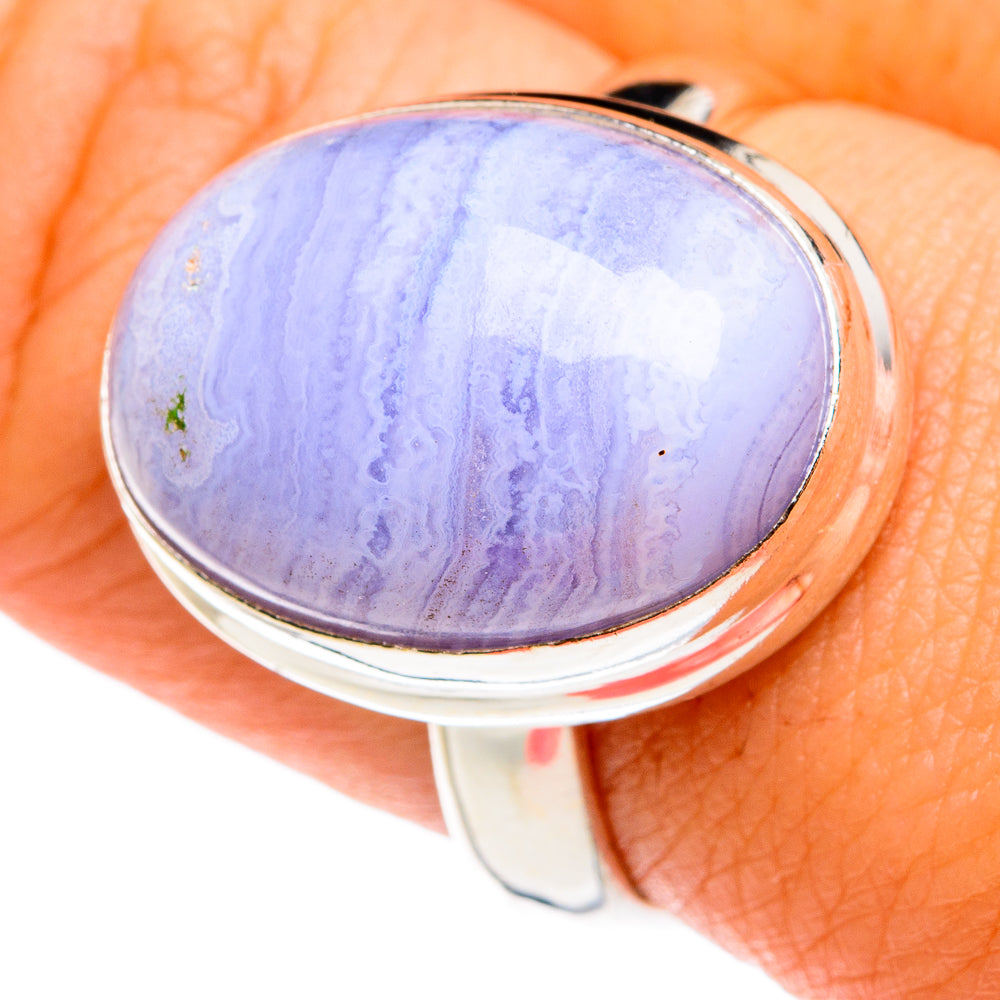 Blue Lace Agate Rings handcrafted by Ana Silver Co - RING77406
