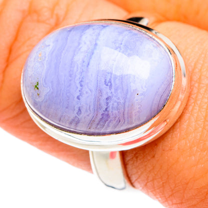 Blue Lace Agate Rings handcrafted by Ana Silver Co - RING77406