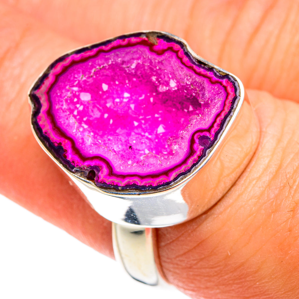 Pink Geode Slice Rings handcrafted by Ana Silver Co - RING77425