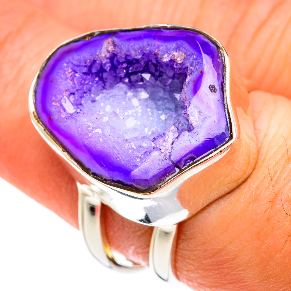 Purple Geode Slice Rings handcrafted by Ana Silver Co - RING77433