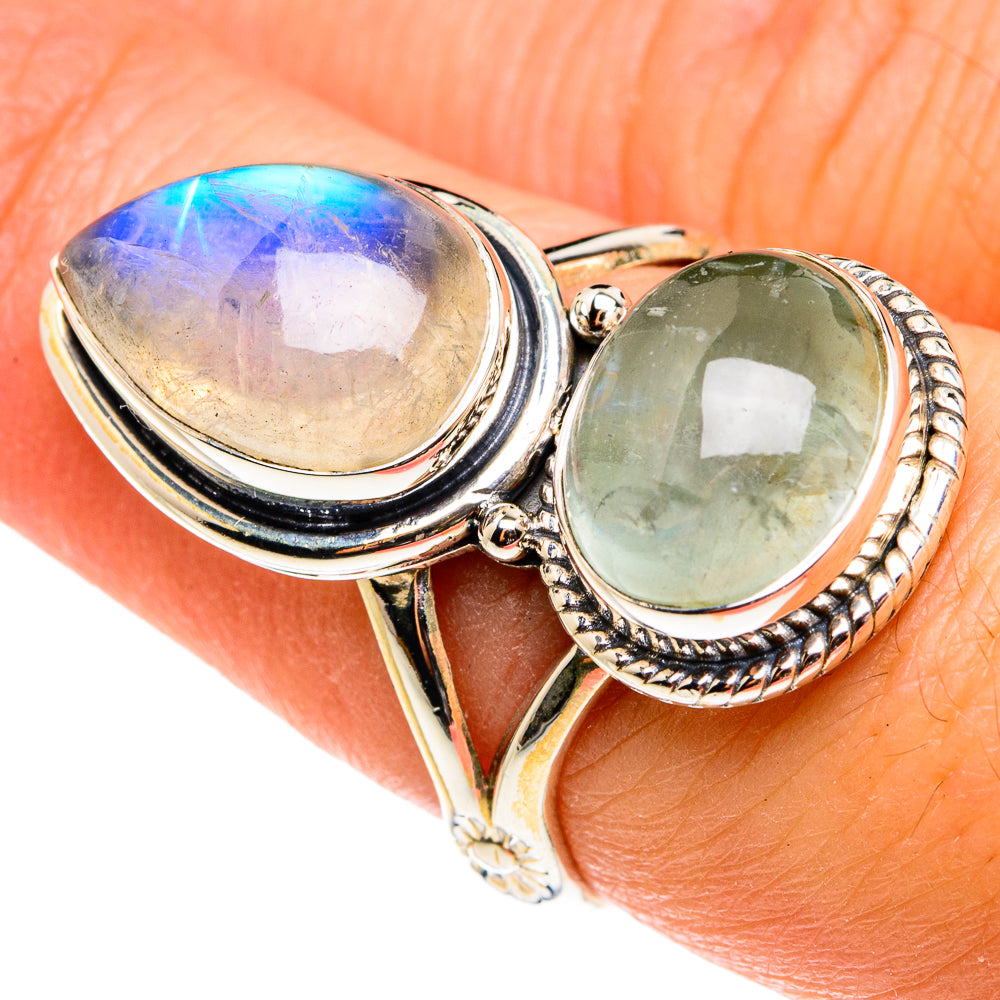 Rainbow Moonstone Rings handcrafted by Ana Silver Co - RING77447