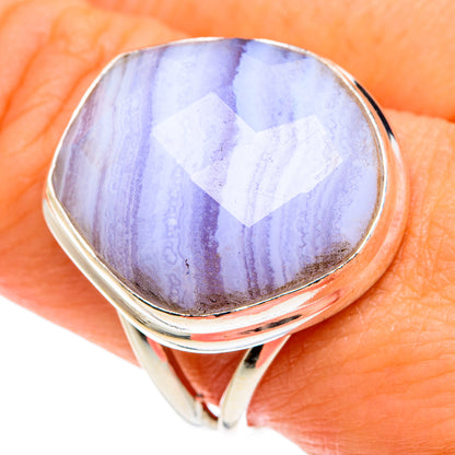 Blue Lace Agate Rings handcrafted by Ana Silver Co - RING77473