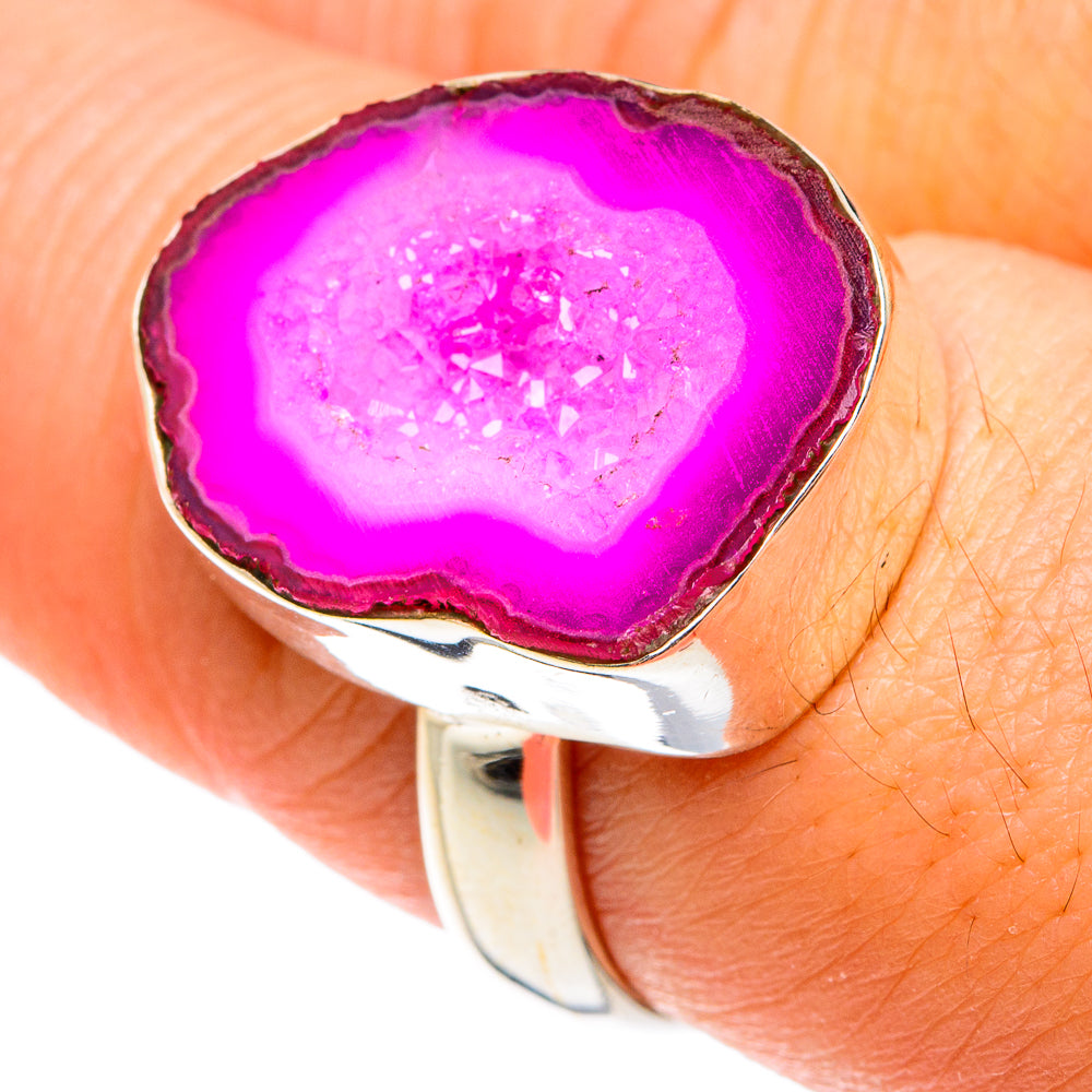 Pink Geode Slice Rings handcrafted by Ana Silver Co - RING77493
