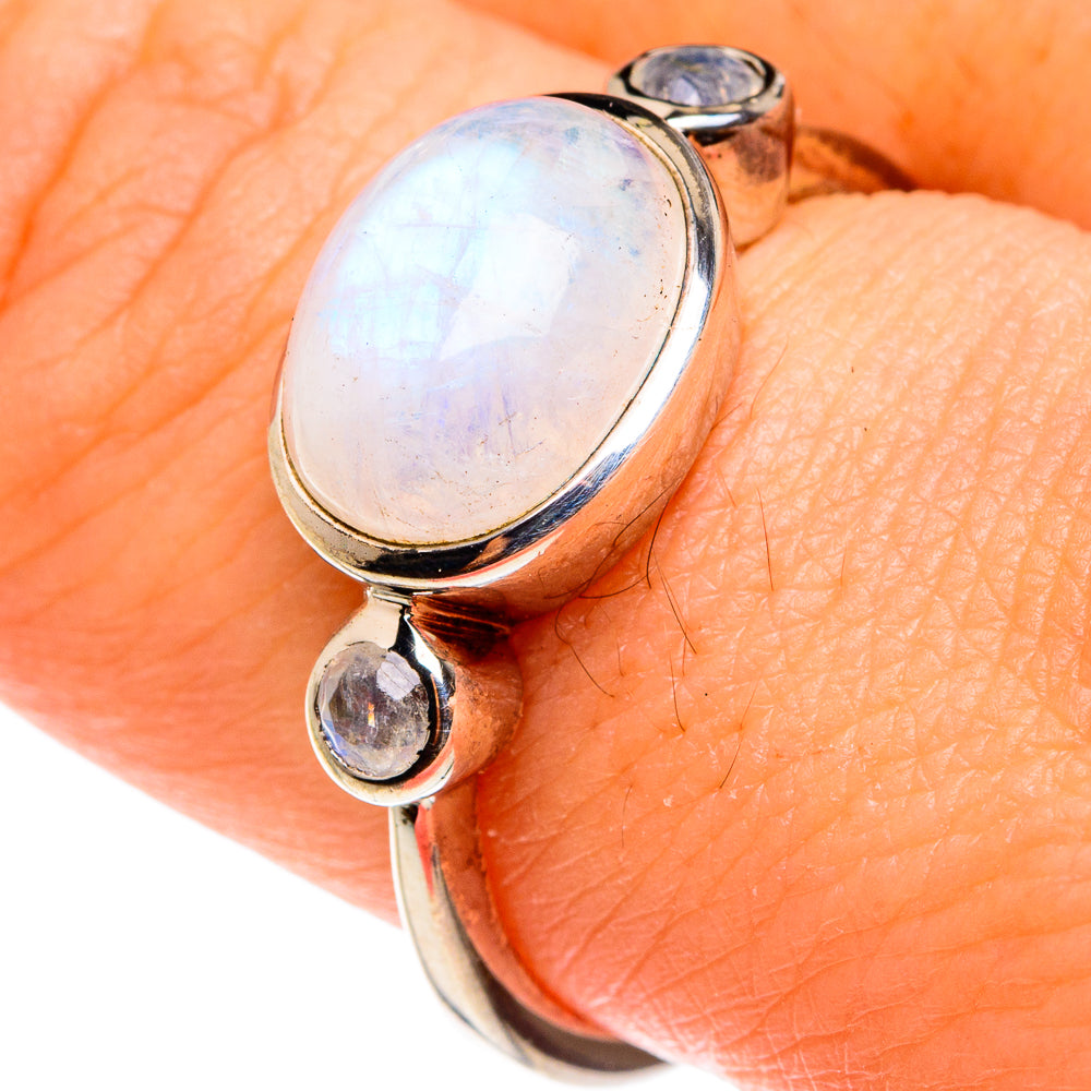 Rainbow Moonstone Rings handcrafted by Ana Silver Co - RING77506