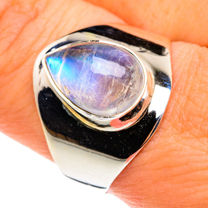 Rainbow Moonstone Rings handcrafted by Ana Silver Co - RING77507