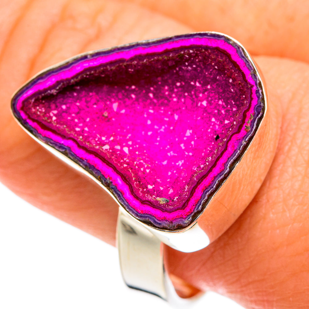 Pink Geode Slice Rings handcrafted by Ana Silver Co - RING77527