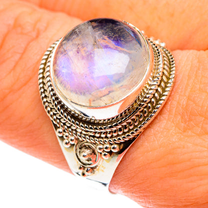Rainbow Moonstone Rings handcrafted by Ana Silver Co - RING77541