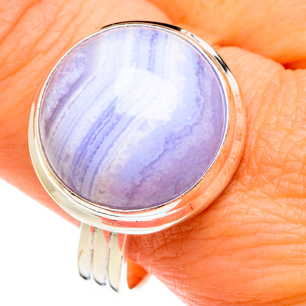 Blue Lace Agate Rings handcrafted by Ana Silver Co - RING77570
