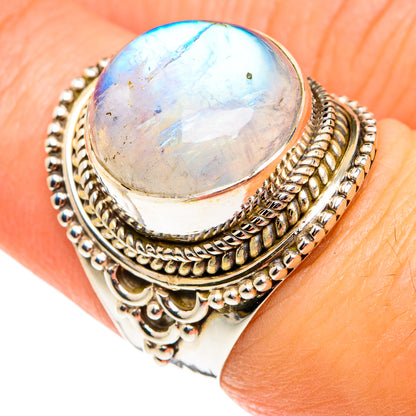Rainbow Moonstone Rings handcrafted by Ana Silver Co - RING77571