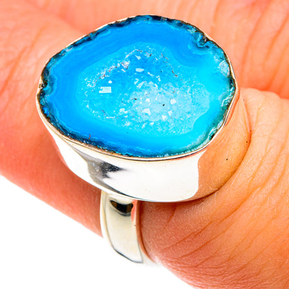 Blue Geode Slice Rings handcrafted by Ana Silver Co - RING77576