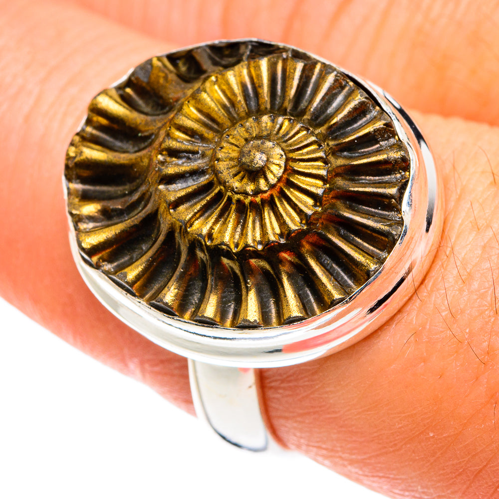 Pyrite Fossil Rings handcrafted by Ana Silver Co - RING77597