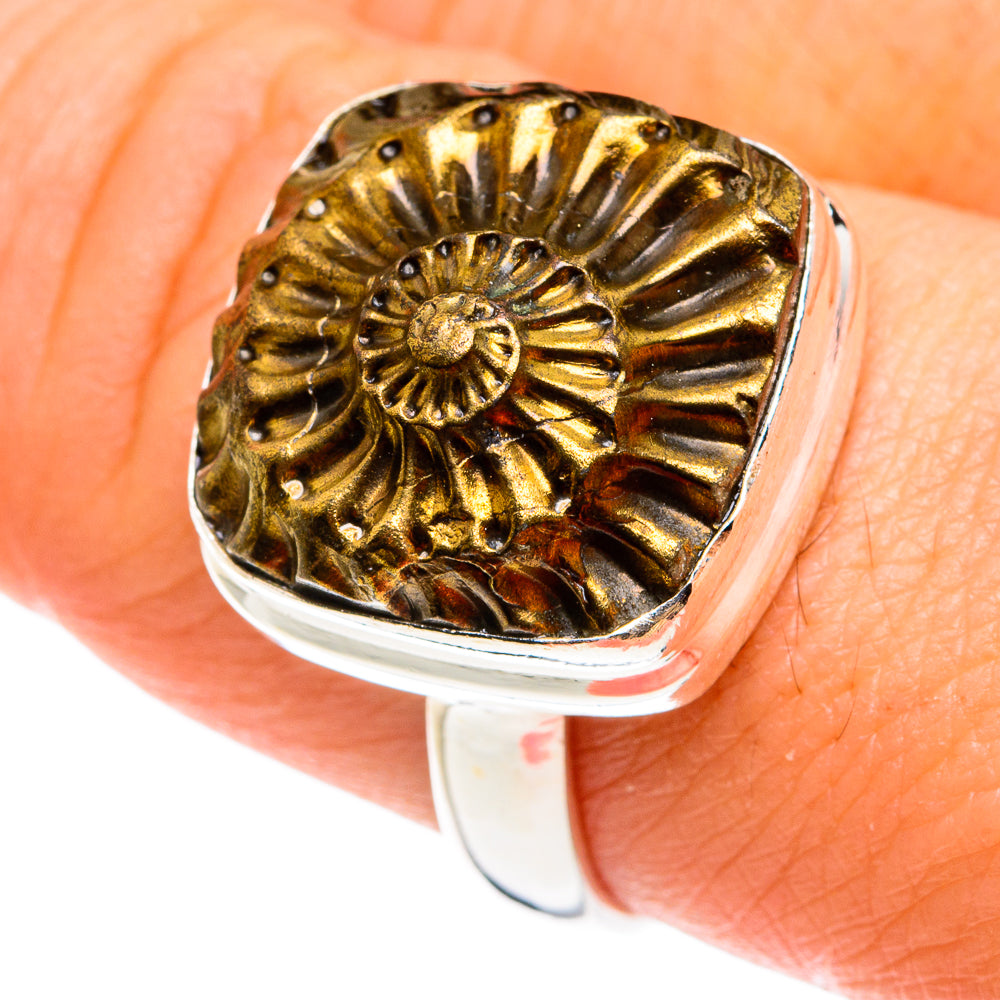 Pyrite Fossil Rings handcrafted by Ana Silver Co - RING77598