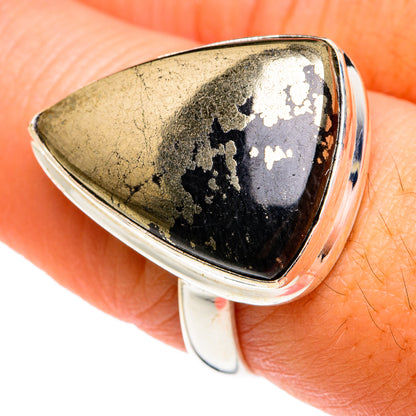 Pyrite In Black Onyx Rings handcrafted by Ana Silver Co - RING77601