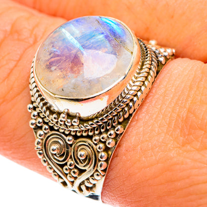 Rainbow Moonstone Rings handcrafted by Ana Silver Co - RING77604