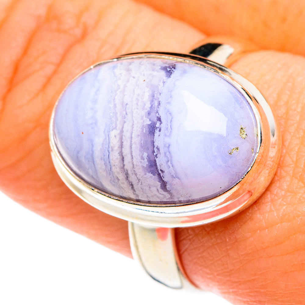 Blue Lace Agate Rings handcrafted by Ana Silver Co - RING77605