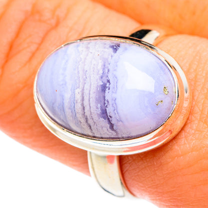 Blue Lace Agate Rings handcrafted by Ana Silver Co - RING77605