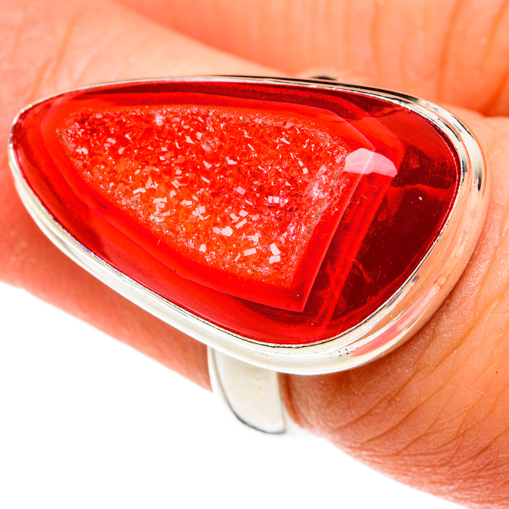 Red Agate Druzy Rings handcrafted by Ana Silver Co - RING77619