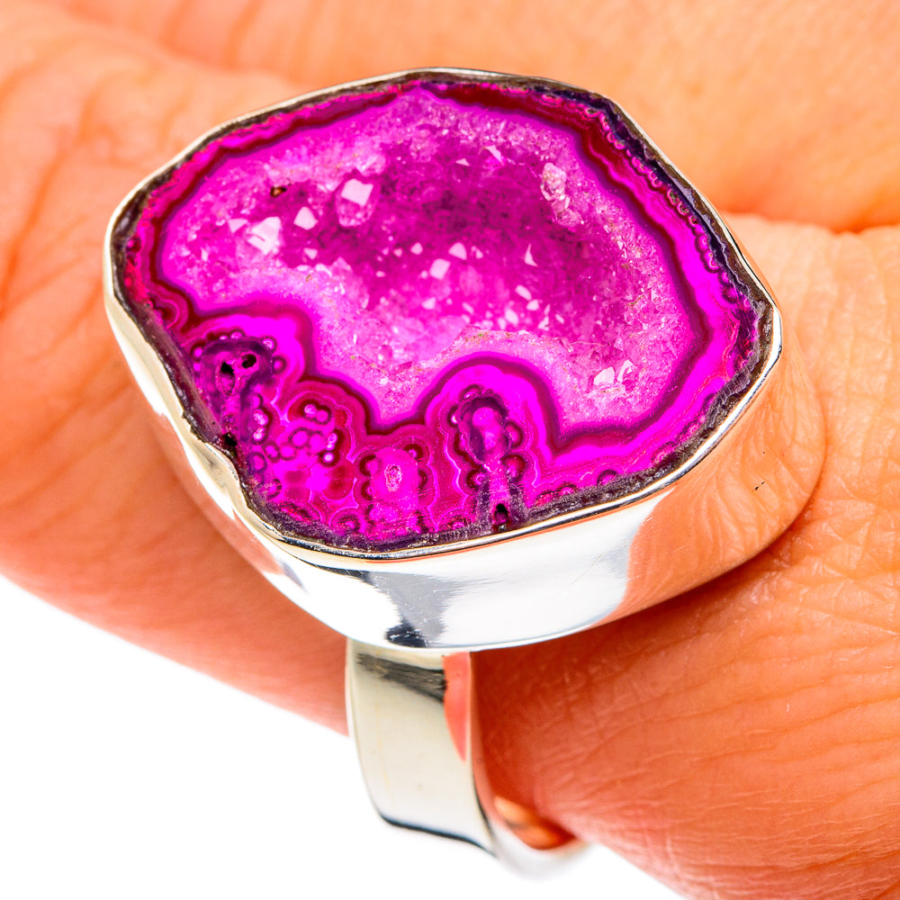 Pink Geode Slice Rings handcrafted by Ana Silver Co - RING77621