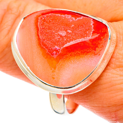 Red Agate Druzy Rings handcrafted by Ana Silver Co - RING77665