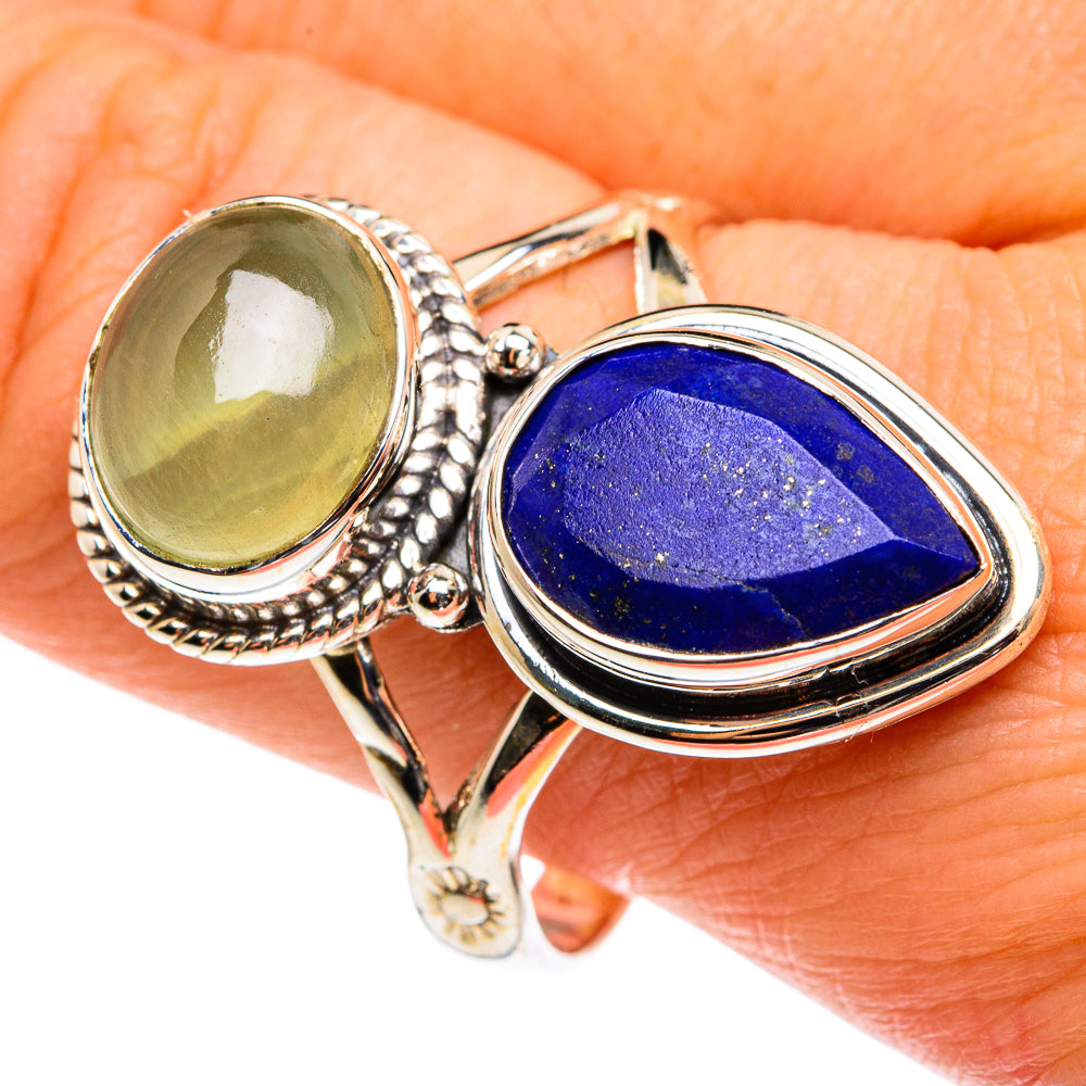 Lapis Lazuli, Prehnite Rings handcrafted by Ana Silver Co - RING77722