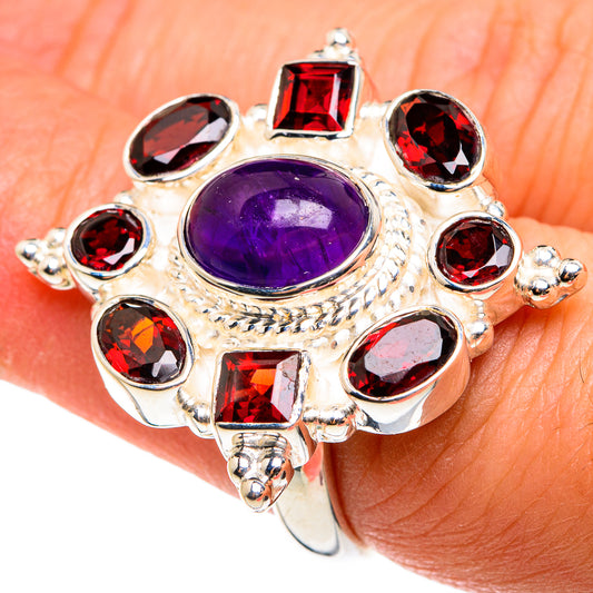 Amethyst, Garnet Rings handcrafted by Ana Silver Co - RING77725