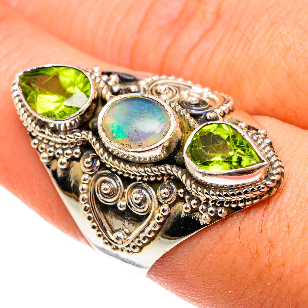 Ethiopian Opal, Peridot Rings handcrafted by Ana Silver Co - RING77726
