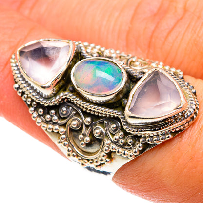 Ethiopian Opal, Rose Quartz Rings handcrafted by Ana Silver Co - RING77727