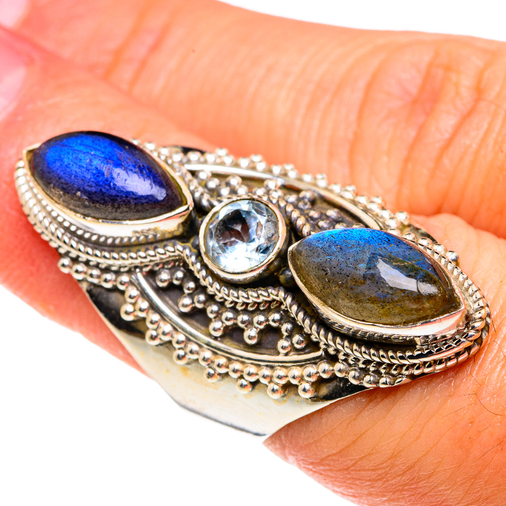 Labradorite, Blue Topaz Rings handcrafted by Ana Silver Co - RING77735