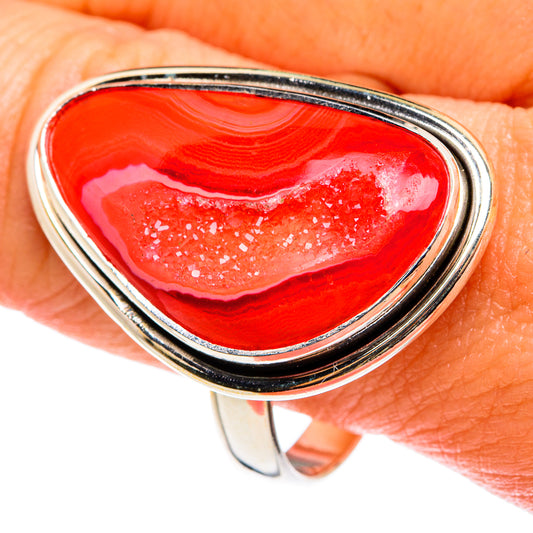 Red Agate Druzy Rings handcrafted by Ana Silver Co - RING77746