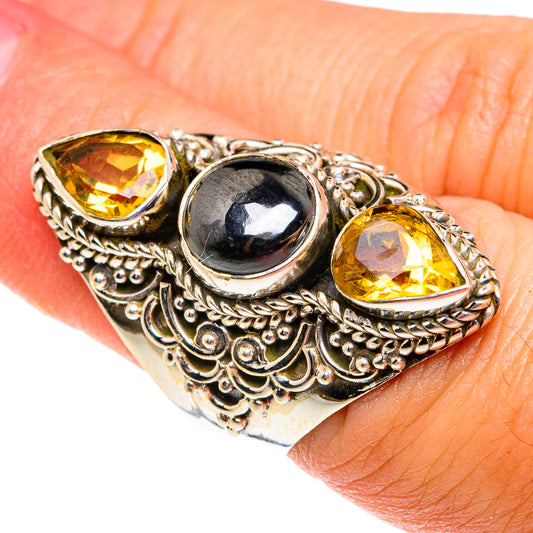 Hematite, Citrine Rings handcrafted by Ana Silver Co - RING77749