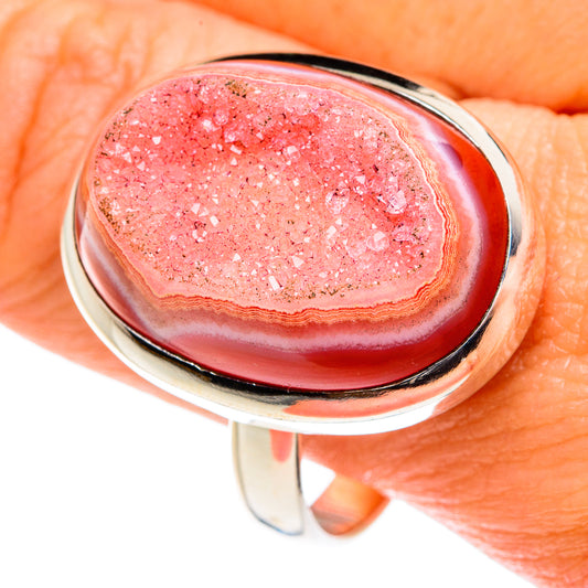 Red Agate Druzy Rings handcrafted by Ana Silver Co - RING77750