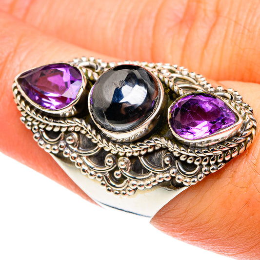 Hematite, Amethyst Rings handcrafted by Ana Silver Co - RING77756