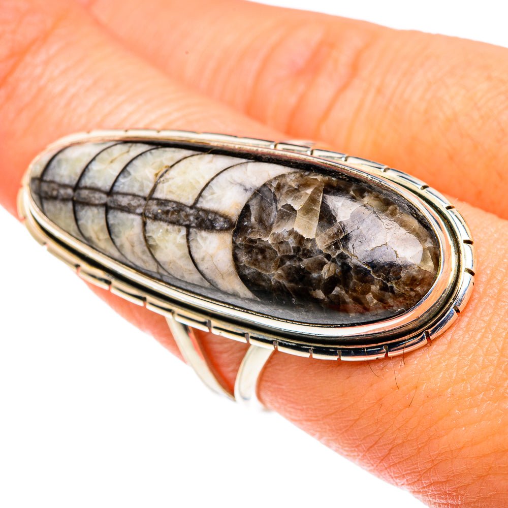 Orthoceras Fossil Rings handcrafted by Ana Silver Co - RING77759