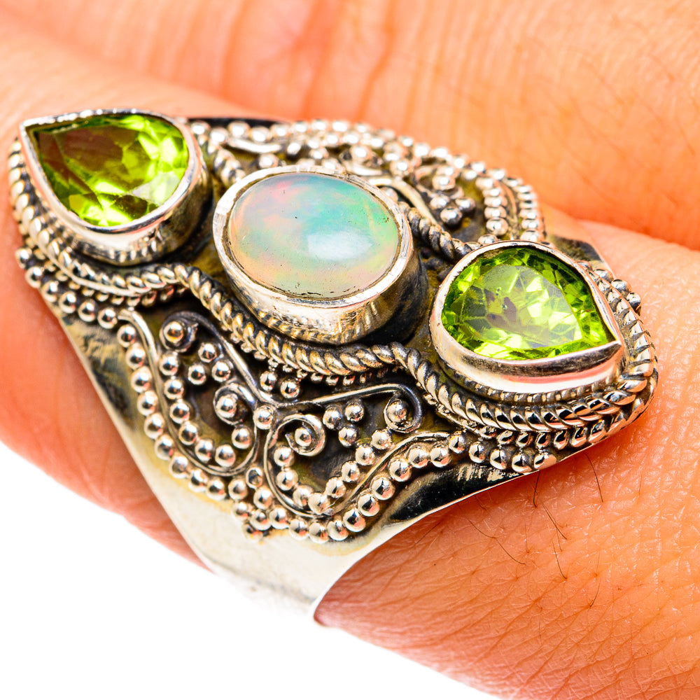 Ethiopian Opal, Peridot Rings handcrafted by Ana Silver Co - RING77769