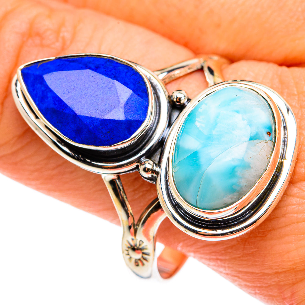 Larimar, Lapis Lazuli Rings handcrafted by Ana Silver Co - RING77775