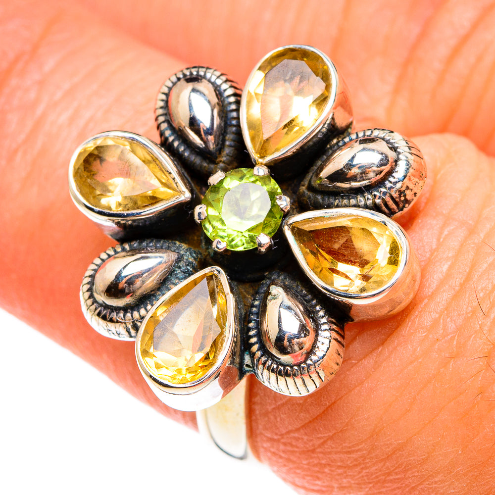 Citrine, Peridot Rings handcrafted by Ana Silver Co - RING77794