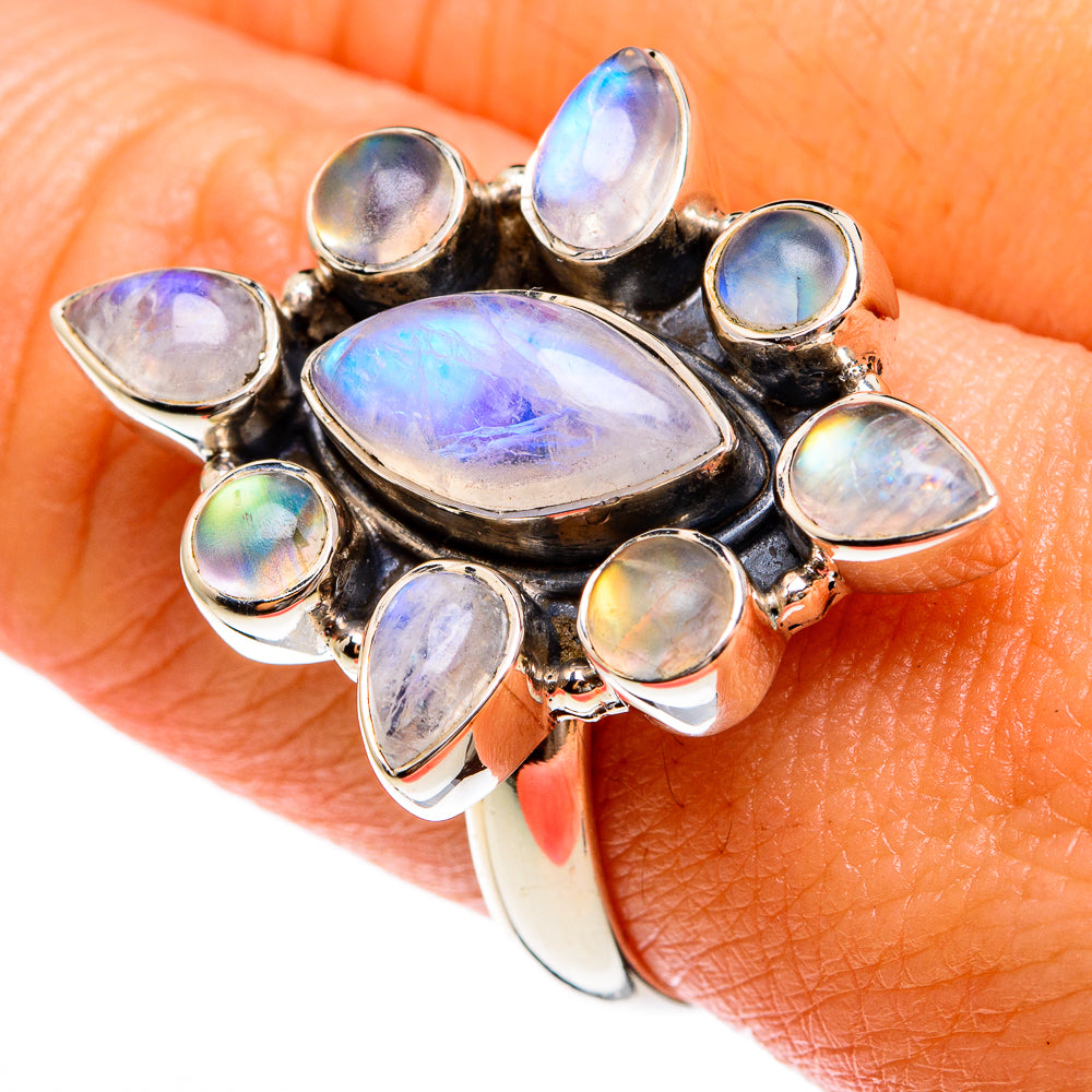 Rainbow Moonstone Rings handcrafted by Ana Silver Co - RING77810