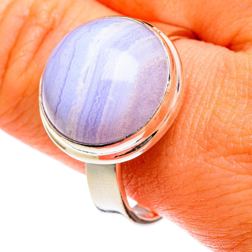 Blue Lace Agate Rings handcrafted by Ana Silver Co - RING77811