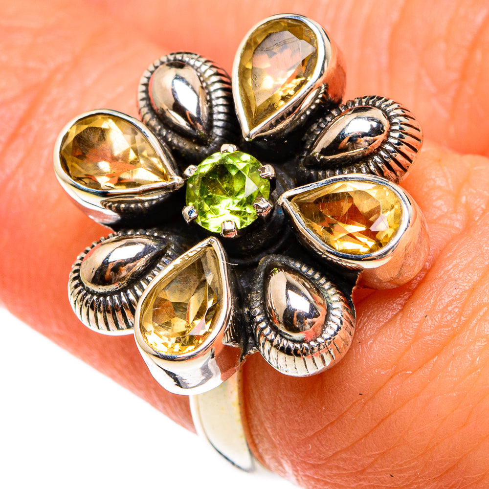 Citrine, Peridot Rings handcrafted by Ana Silver Co - RING77827