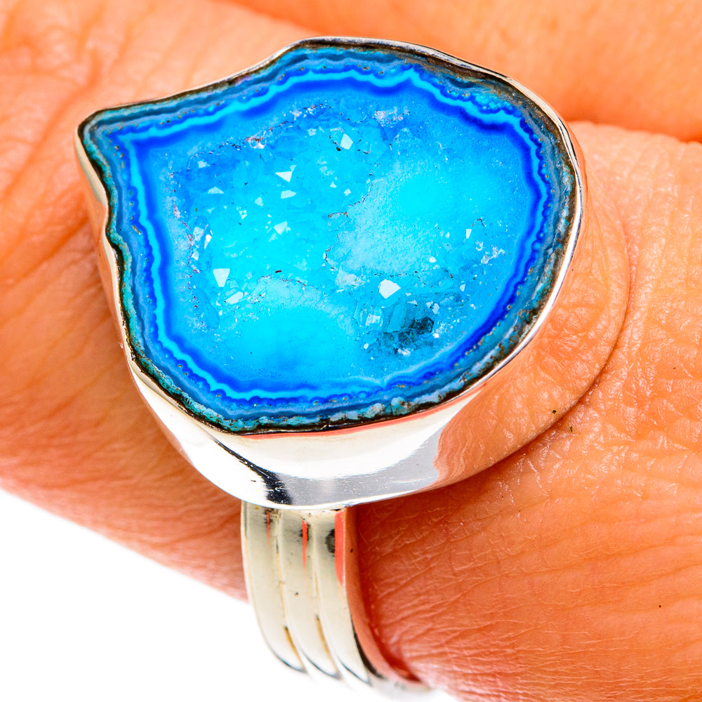 Blue Geode Slice Rings handcrafted by Ana Silver Co - RING77849