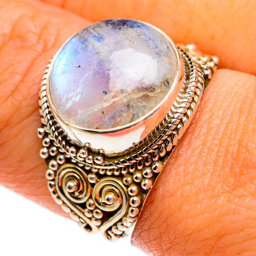 Rainbow Moonstone Rings handcrafted by Ana Silver Co - RING77874